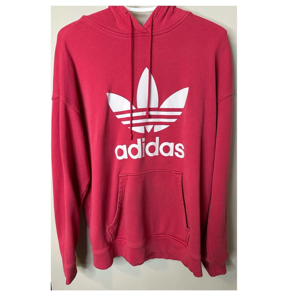 Adidas Bold Red Hoodie with Trefoil Logo